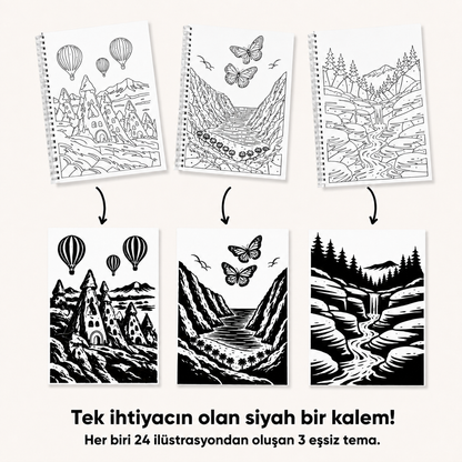 HalBook - Monokrom Boyama Kitabı Seti